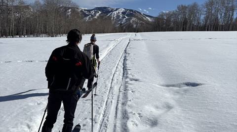 Cross country skiing on Emerald Mountain.