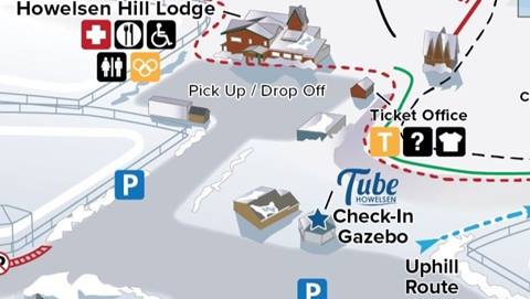 Tubing map at Howelsen Hill in Steamboat Springs, CO.