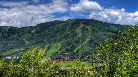 Summer aerial of Steamboat Resort.
