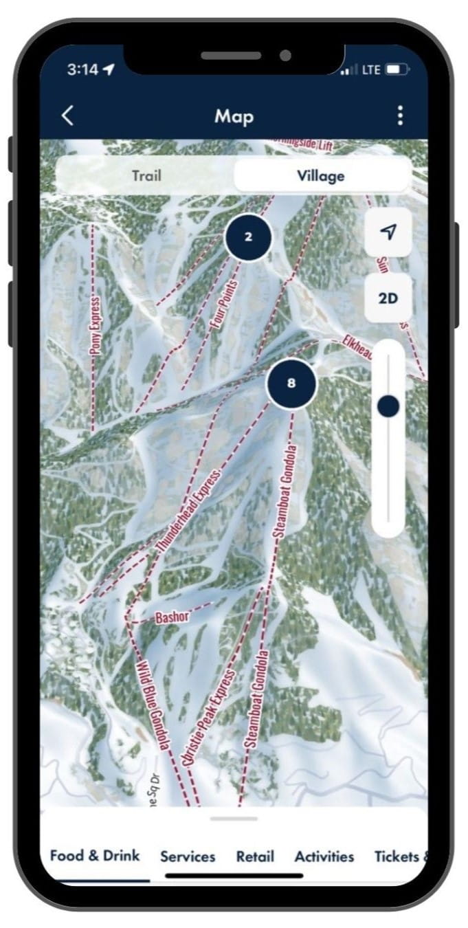 3D Map on Ikon Pass app.