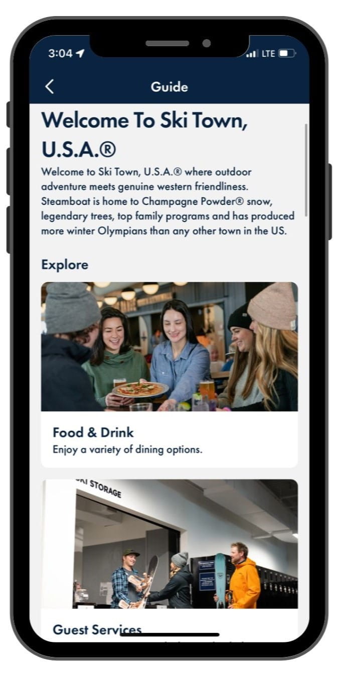 Guide section on Ikon Pass app.