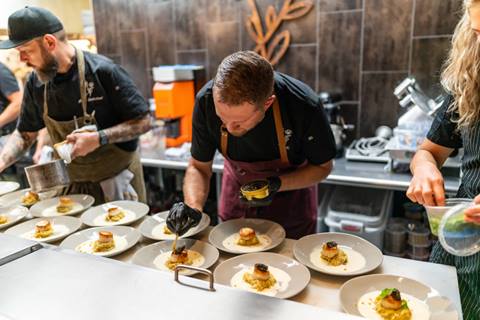Food and Wine Fest Chef Plating of Food