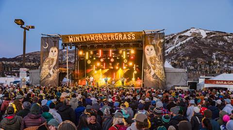 The main stage at WinterWonderGrass in Steamboat Springs, CO.