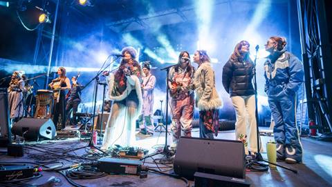 The main stage at WinterWonderGrass in Steamboat Springs, CO.
