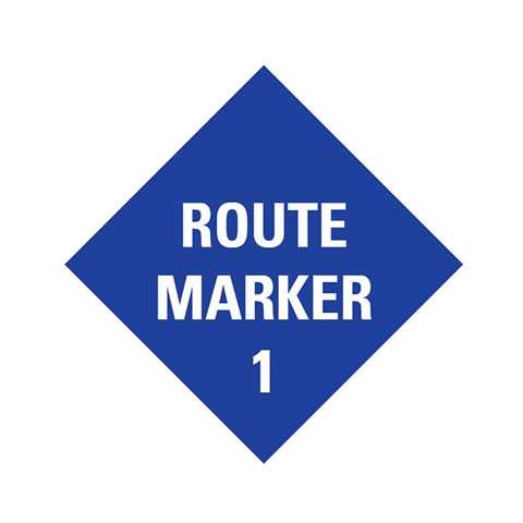 Trail route marker sign at Steamboat Resort.