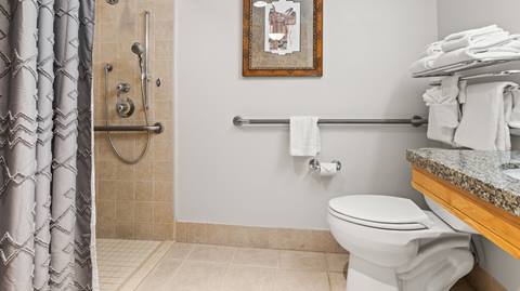 A ADA roll in shower at The Steamboat Grand.