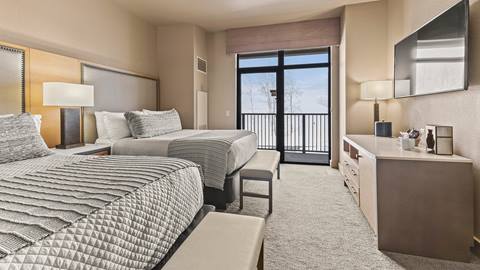 A double queeen hotle room at The Steamboat Grand.