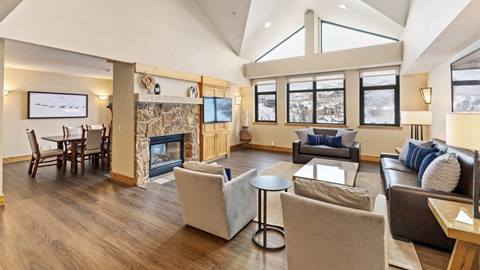 Living room of Penthouse 704 at The Steamboat Grand.