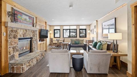 Living room of Penthouse 708 at The Steamboat Grand.