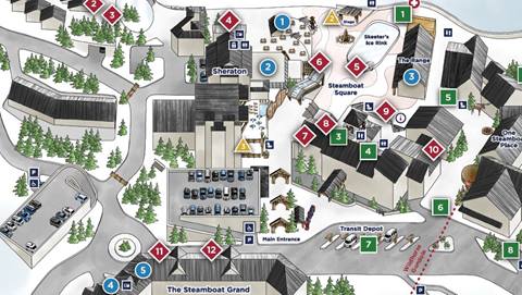 Base area map for Steamboat Resort.