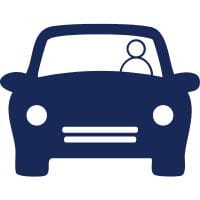 Car icon with single driver.