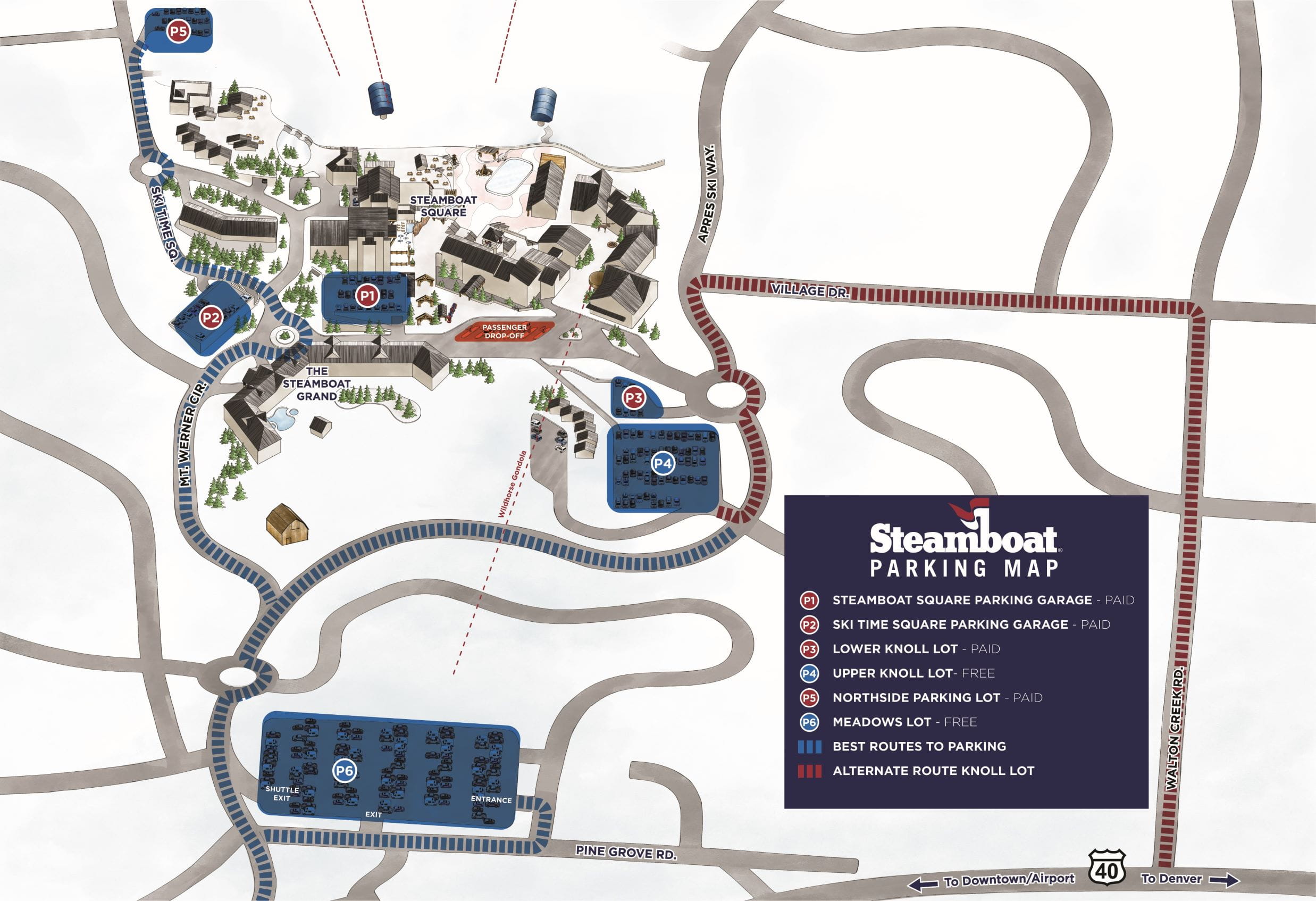 Steamboat Ski Resort SnowPak - Parking Map Steamboat 2023