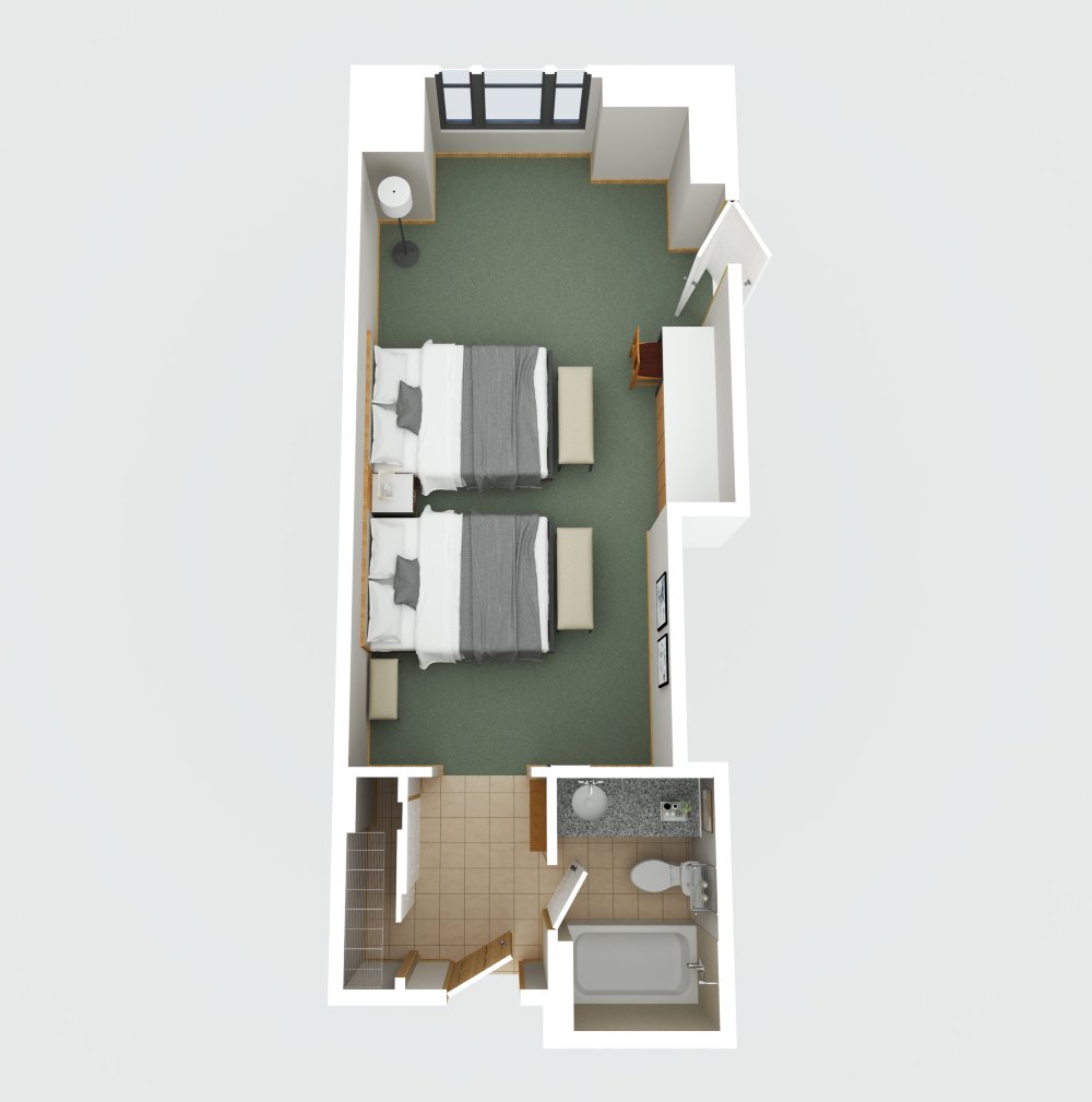 Double Queen Hotel Room Floor Plan