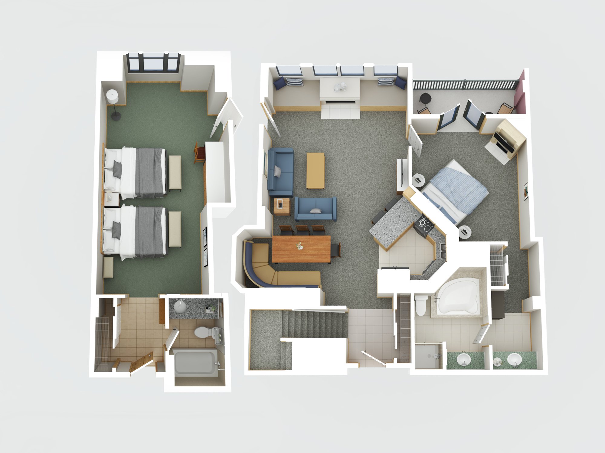 Four bedroom condo floor plan at The Steamboat Grand.
