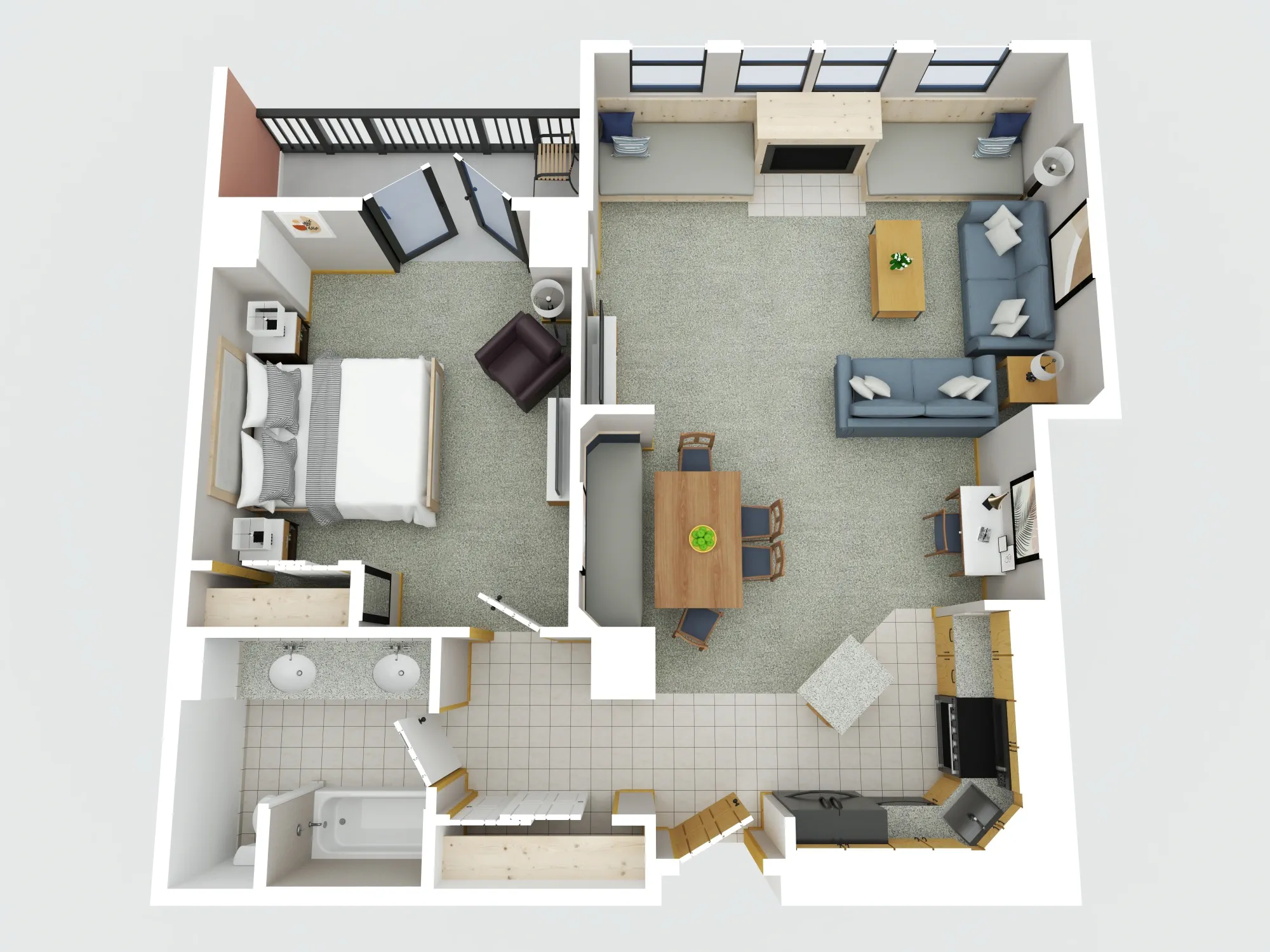 1 bedroom 1 bath condo Floor Plan at The Steamboat Grand.