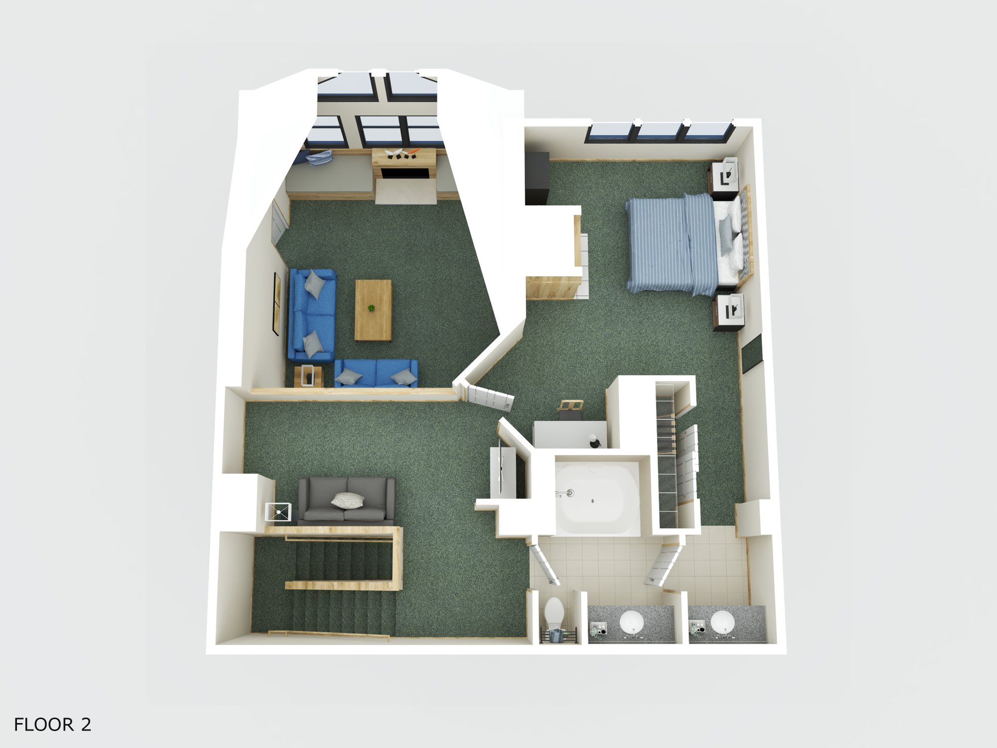 Two bedroom condo floor plan at The Steamboat Grand.