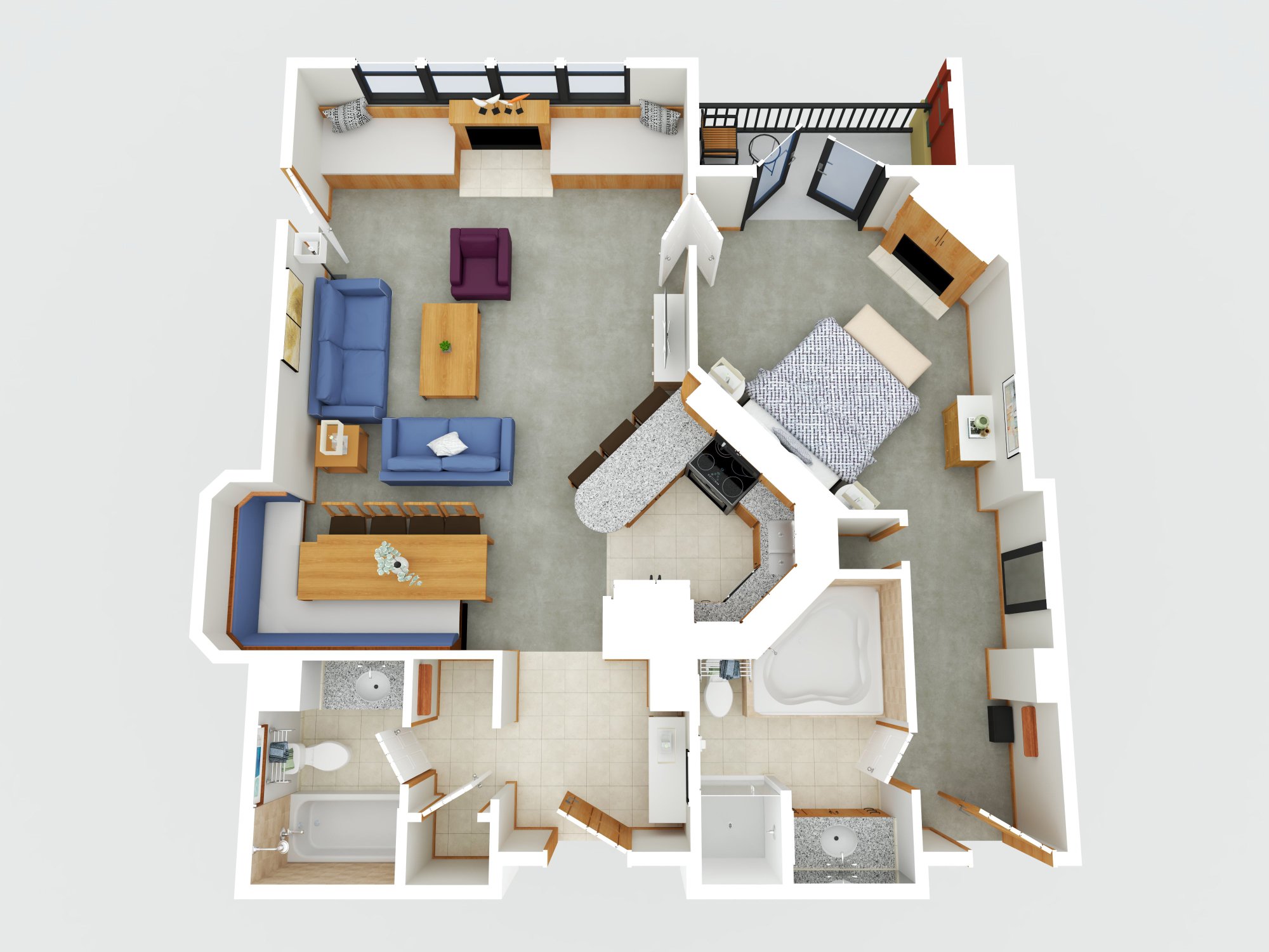 1 bedroom condo floor plan at The Steamboat Grand.